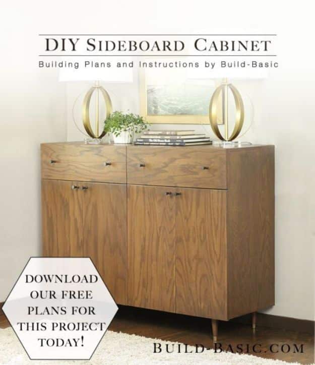 DIY Sideboards - Easy DIY Sideboard Cabinet - Easy Furniture Ideas to Make On A Budget - DYI Side Board Tutorial for Makeover, Building Wooden Home Decor 