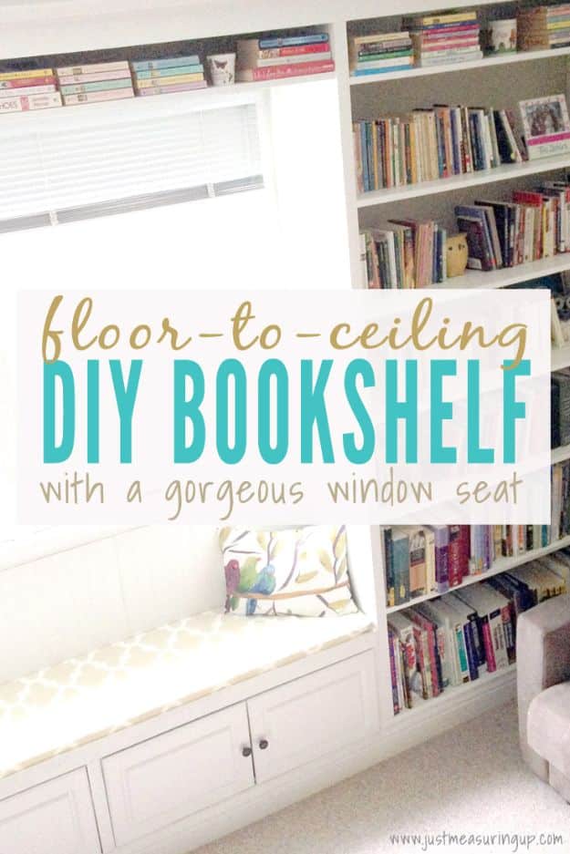 DIY Bookshelves - Floor to Ceiling DIY Bookshelf - Easy Book Shelf Ideas to Build for Cheap Home Decor - Tutorials and Plans, Best IKEA Hacks, Rustic Farmhouse and Mid Century Modern