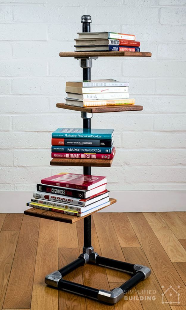 DIY Bookshelf Ideas - Free Standing Bookshelf - DYI Bookshelves and Projects - Easy and Cheap Home Decor Idea for Bedroom, Living Room - Step by Step tutorial #diy #diyideas #diydecor #homedecor