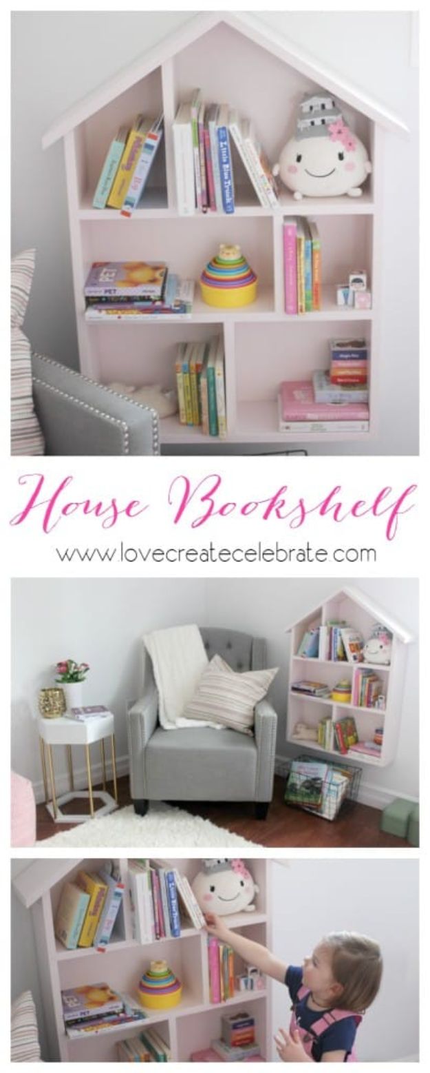 DIY Bookshelves - House Bookshelf - Easy Book Shelf Ideas to Build for Cheap Home Decor - Tutorials and Plans, Best IKEA Hacks, Rustic Farmhouse and Mid Century Modern