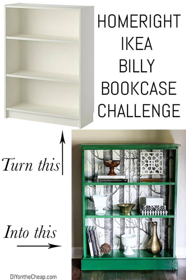 DIY Bookshelves - IKEA Billy Bookcase Makeover - Easy Book Shelf Ideas to Build for Cheap Home Decor - Tutorials and Plans, Best IKEA Hacks, Rustic Farmhouse and Mid Century Modern