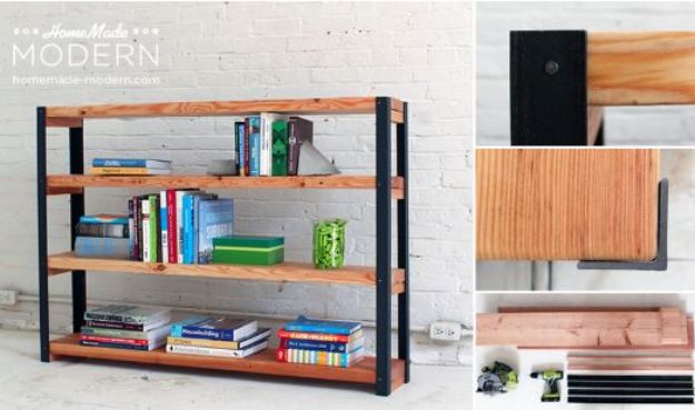 DIY Bookshelves - Ironbound Bookcase - Easy Book Shelf Ideas to Build for Cheap Home Decor - Tutorials and Plans, Best IKEA Hacks, Rustic Farmhouse and Mid Century Modern