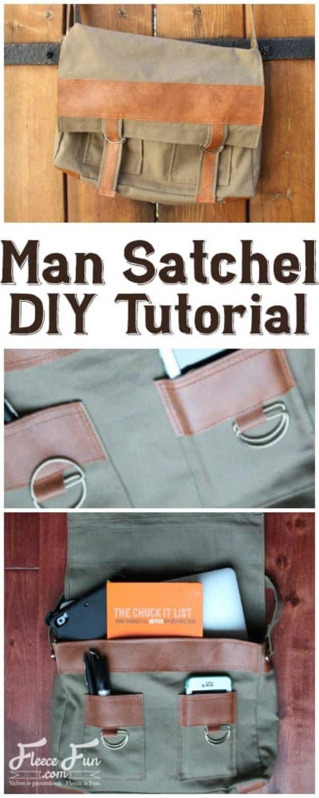 DIY Laptop Bags - Man Satchel DIY Tutorial - Easy Bag Projects to Make For Your Computer - Cool and Cheap Homemade Messnger Bags, Cases for Laptops - Shoulder Bag and Briefcase, Backpack