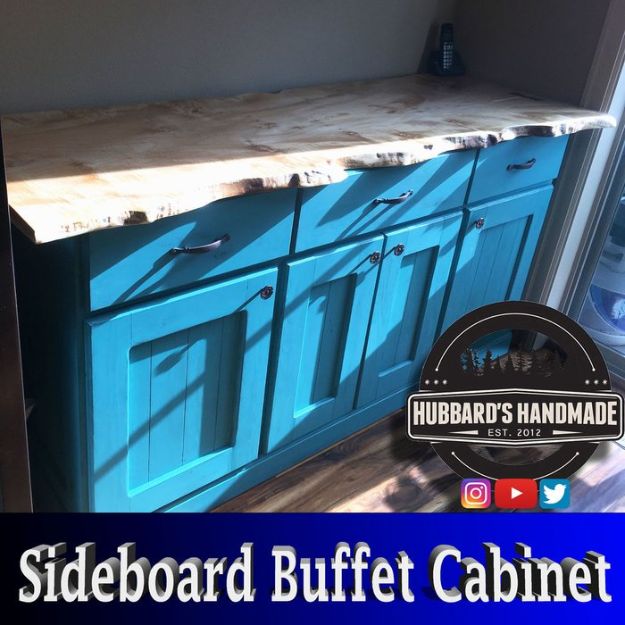 DIY Sideboards - Painted Sideboard Buffet Cabinet From Plywood and Pine Boards - Easy Furniture Ideas to Make On A Budget - DYI Side Board Tutorial for Makeover, Building Wooden Home Decor 