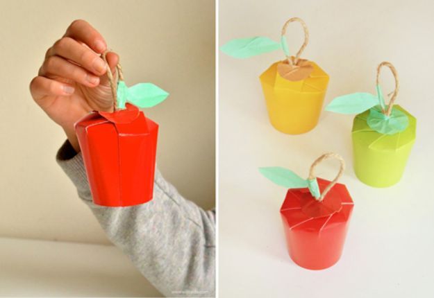 DIY Apple Crafts | Paper Cup Apples - Cute and Easy DIY Ideas With Apples - Painting, Mason Jars, Home Decor