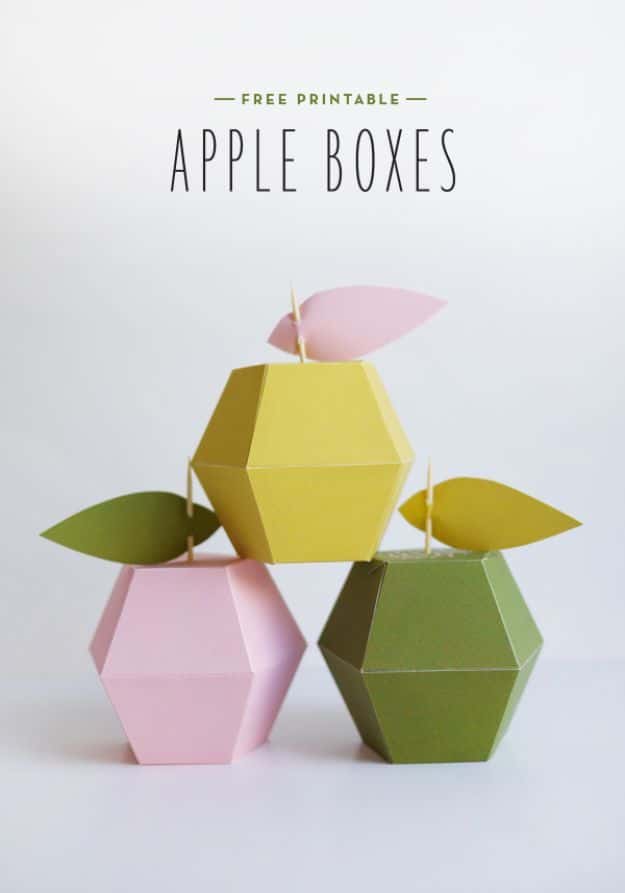 DIY Apple Crafts | Printable Apple Boxes - Cute and Easy DIY Ideas With Apples - Painting, Mason Jars, Home Decor