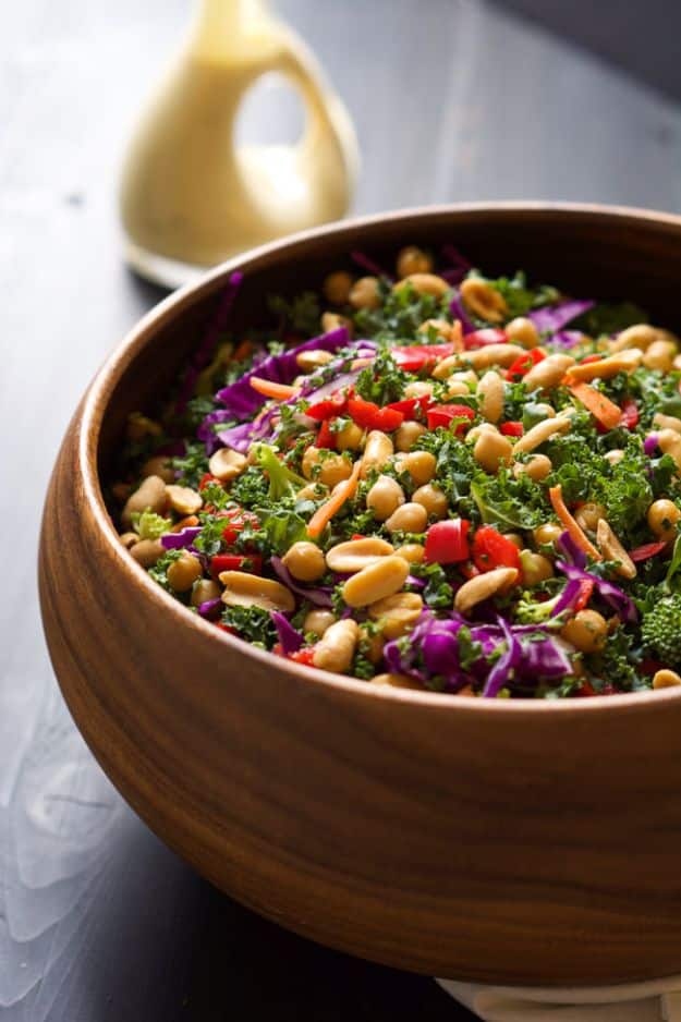 Recipes for Clean Eating - Rainbow Kale Power Salad - Raw and Whole Foods, Unprocessed Meal and Snack Ideas for Lunch and Dinner - Fresh, Healthy Foods and Recipe Ideas