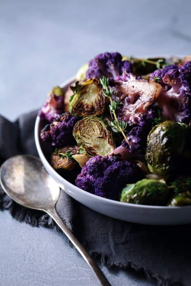 Recipes for Clean Eating - Roasted Cauliflower Brussel Sprouts - Raw and Whole Foods, Unprocessed Meal and Snack Ideas for Lunch and Dinner - Fresh, Healthy Foods and Recipe Ideas