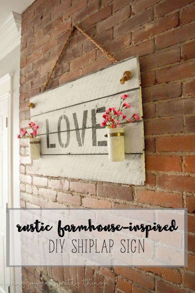 DIY Signs To Make For Your Home | Rustic Farmhouse-Inspired DIY Shiplap Sign - Rustic Wall Art Ideas and Homemade Sign for Bedroom, Kitchen, Farmhouse Decor | Stencil Pallet and Distressed Vintage