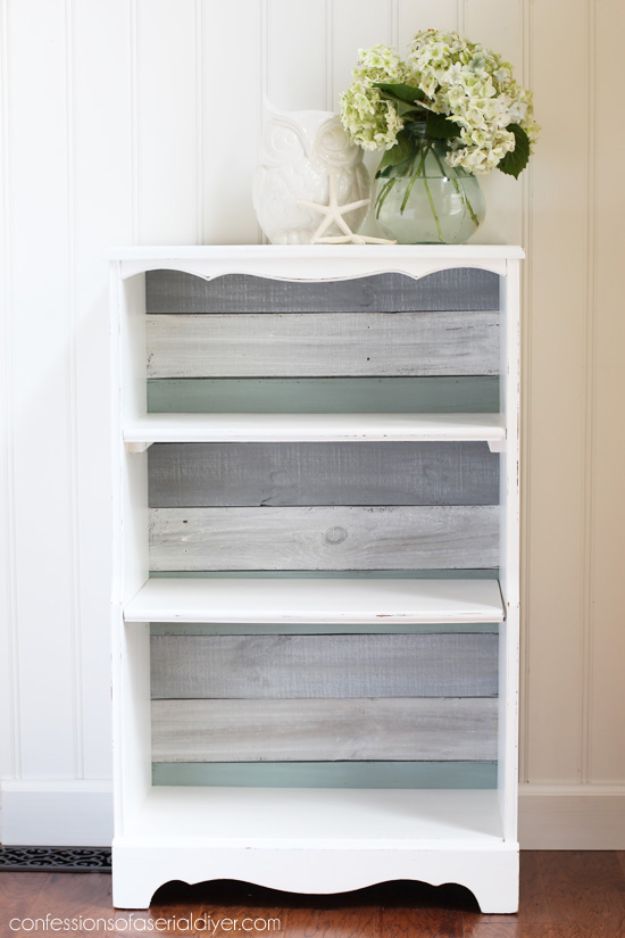 Farmhouse DIY Bookshelf - How to Make a Shiplap Bookcase - DYI Bookshelves and Book case Projects - Easy and Cheap Home Decor Idea for Bedroom, Living Room - Organizing Ideas for Books