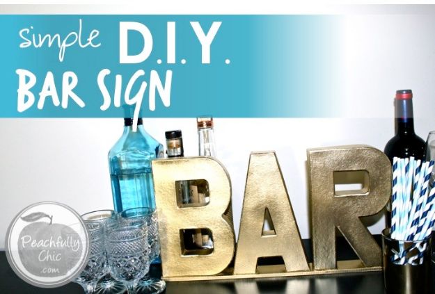 DIY Signs To Make For Your Home | Simple DIY Bar Sign - Rustic Wall Art Ideas and Homemade Sign for Bedroom, Kitchen, Farmhouse Decor | Stencil Pallet and Distressed Vintage