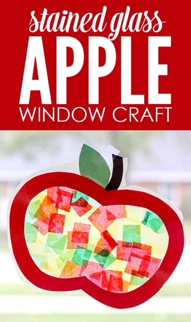 DIY Apple Crafts | Stained Glass Apple Window - Cute and Easy DIY Ideas With Apples - Painting, Mason Jars, Home Decor