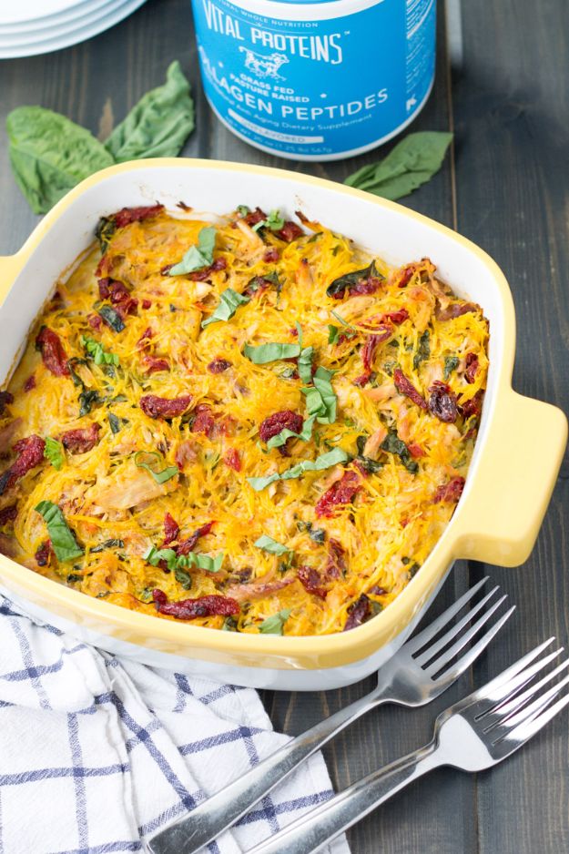 Recipes for Clean Eating - Whole30 Tuscan Chicken Spaghetti Squash - Raw and Whole Foods, Unprocessed Meal and Snack Ideas for Lunch and Dinner - Fresh, Healthy Foods and Recipe Ideas 