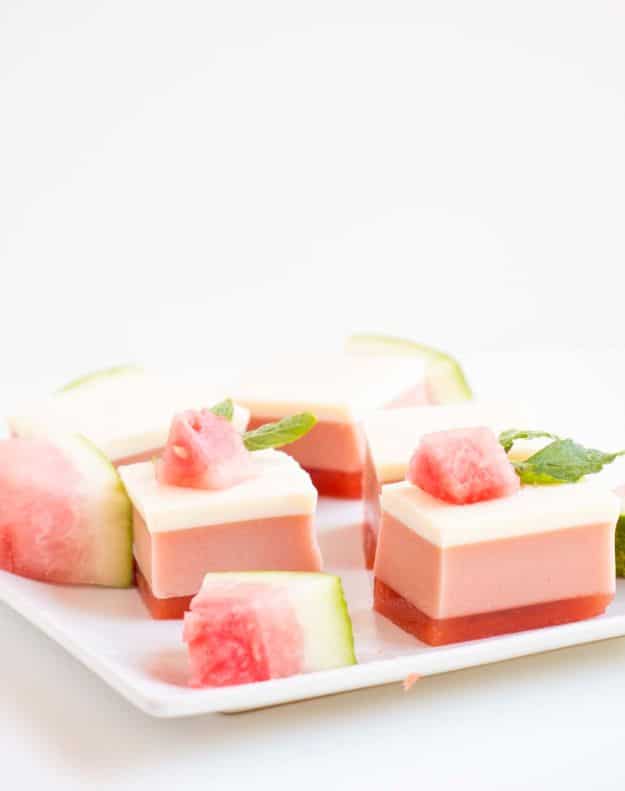 Watermelon Recipes - 3-Layer Watermelon Gelatin Cubes - Recipe Ideas for Watermelon - Easy and Quick Drinks, Salad, Party Foods, Cake, Margaritas