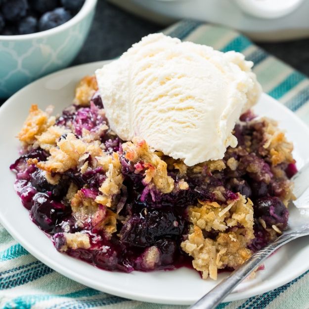 Best Coconut Recipes - Blueberry Coconut Crisp - Easy Recipe Ideas With Coconut - Side Dishes, Salads and Dessert Idea Made With Coconut - Cake, Cookies, Salad, Chicken