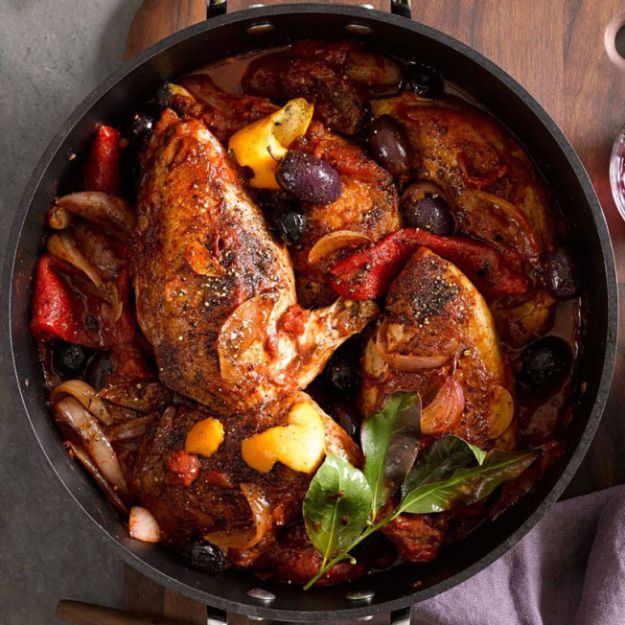 Dutch Oven Recipes - Braised Chicken with Olives and Orange - Easy Ideas for Cooking in Dutch Ovens - Soups, Stews, Chicken Dishes, One Pot Meals and Recipe Ideas to Slow Cook for Easy Weeknight Meals