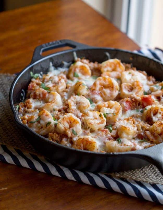 Quinoa Recipes - Cajun Shrimp Quinoa Casserole - Easy Salads, Side Dishes and Healthy Recipe Ideas Made With Quinoa - Vegetable and Grain To Serve For Lunch, Dinner and Snack