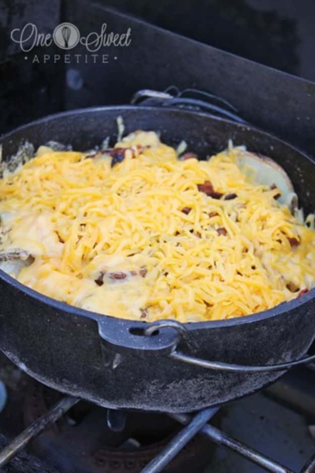 Dutch Oven Recipes - Cheesy Dutch Oven Potatoes - Easy Ideas for Cooking in Dutch Ovens - Soups, Stews, Chicken Dishes, One Pot Meals and Recipe Ideas to Slow Cook for Easy Weeknight Meals