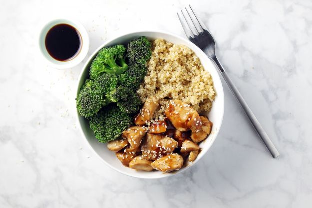 Quinoa Recipes - Chicken Teriyaki Quinoa Bowl - Easy Salads, Side Dishes and Healthy Recipe Ideas Made With Quinoa - Vegetable and Grain To Serve For Lunch, Dinner and Snack