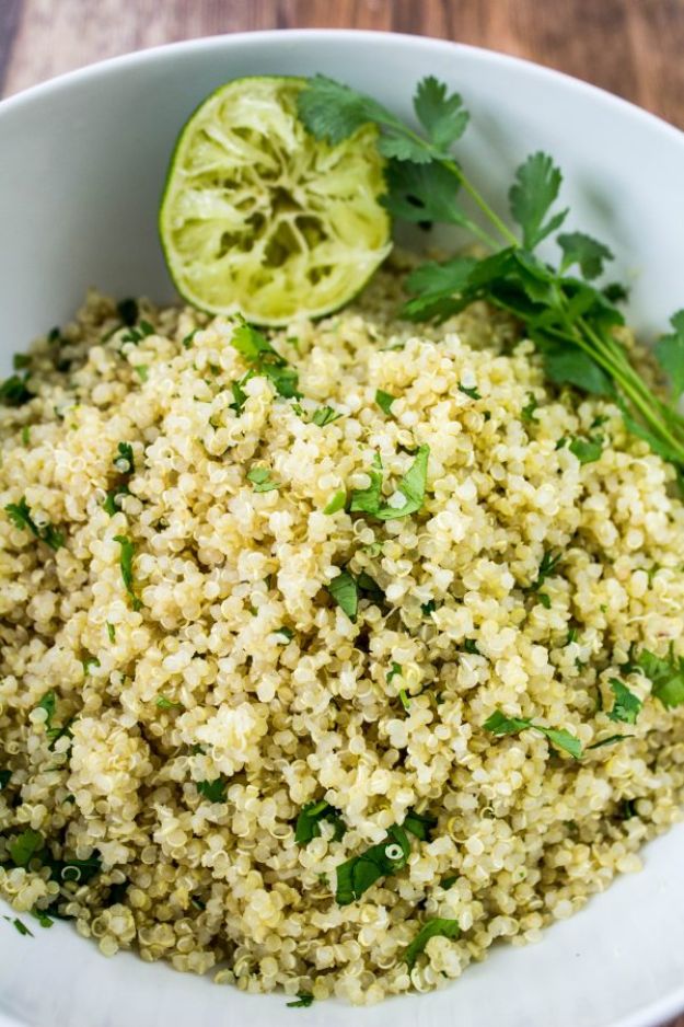 Quinoa Recipes - Cilantro Lime Quinoa - Easy Salads, Side Dishes and Healthy Recipe Ideas Made With Quinoa - Vegetable and Grain To Serve For Lunch, Dinner and Snack