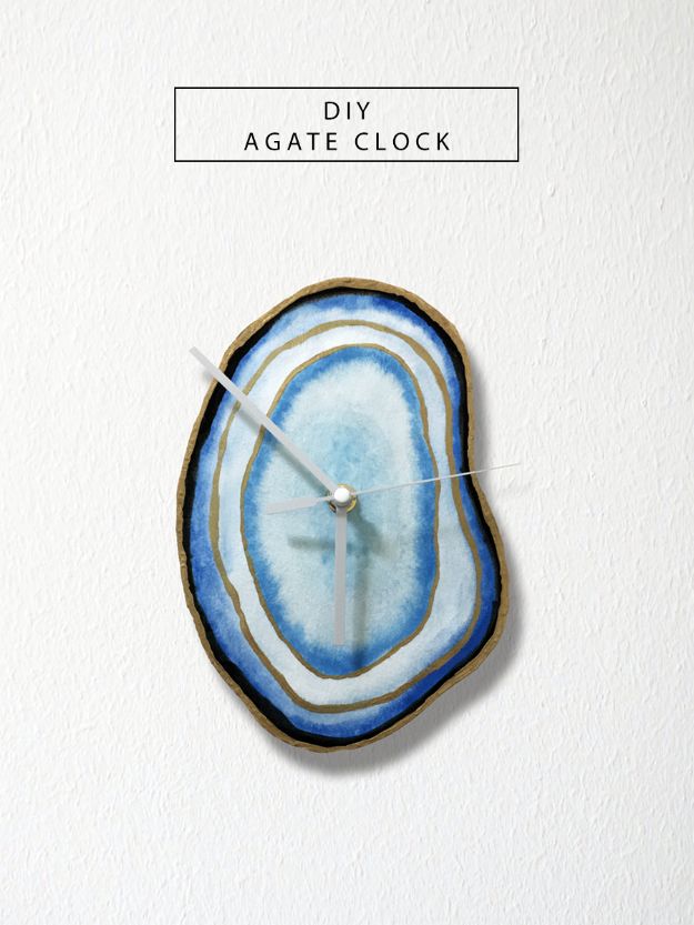 DIY Clocks - DIY Agate Clock - Easy and Cheap Home Decor Ideas and Crafts for Wall Clock - Cool Bedroom and Living Room Decor, Farmhouse and Modern