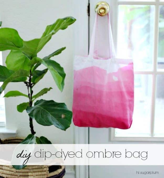 Cheap Mothers Day Gifts - DIY Dip Dyed Ombre Bag - Homemade Presents and Gift Ideas for Mom - Cute and Easy Things to Make For Mother