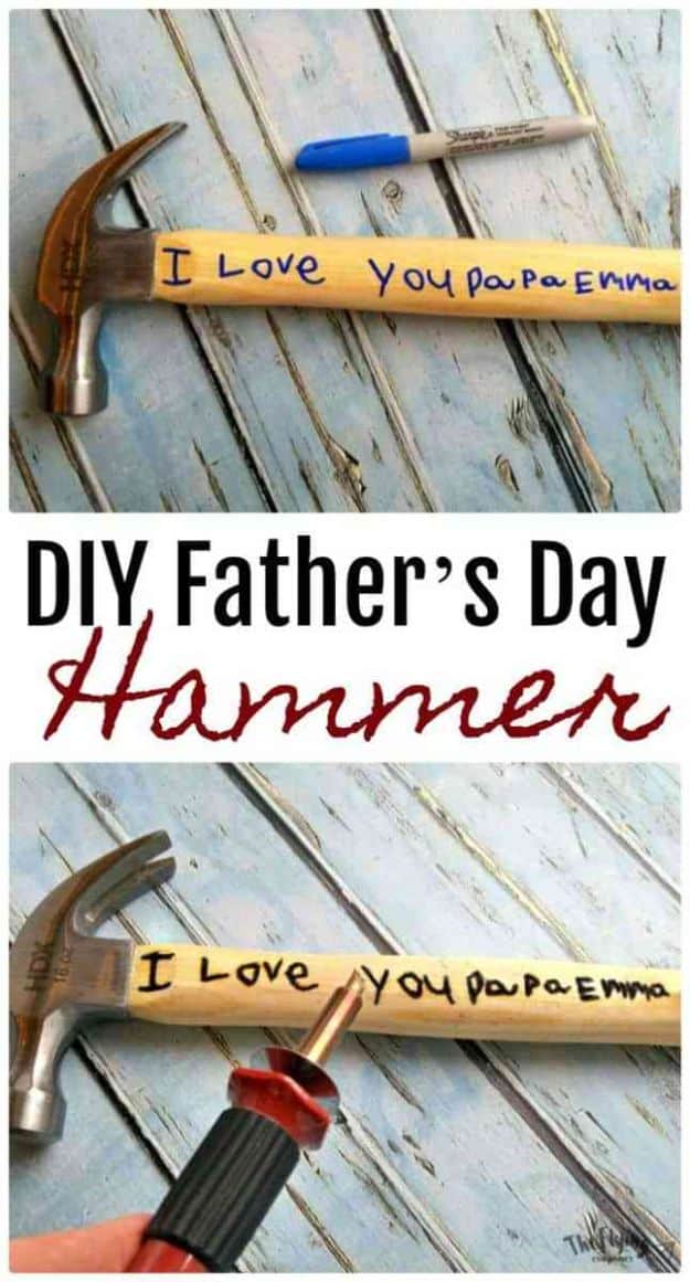 DIY Fathers Day Gifts - DIY Father’s Day Hammer - Homemade Presents and Gift Ideas for Dad - Cute and Easy Things to Make For Father