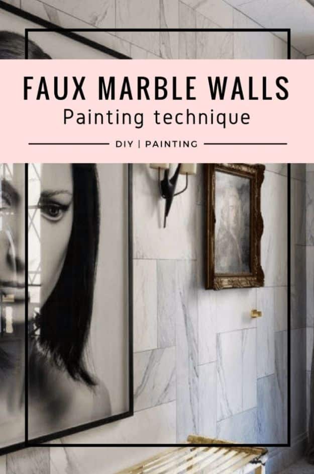 DIY Faux Finishes for Walls - DIY - Faux Marble Walls - Step by Step Tutorials for Do It Yourself Faux Finish Wall Textures - Rustic, Colour, Tuscan Style, Simple Metallic, Sponge Painting Techniques, Roller and Drag Texture 