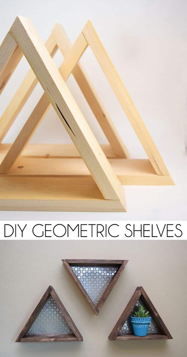 Easy Woodworking Projects - DIY Geometric Shelves - Cool DIY Wood Projects for Beginners - Easy Project Ideas and Plans for Homemade Gifts and Decor