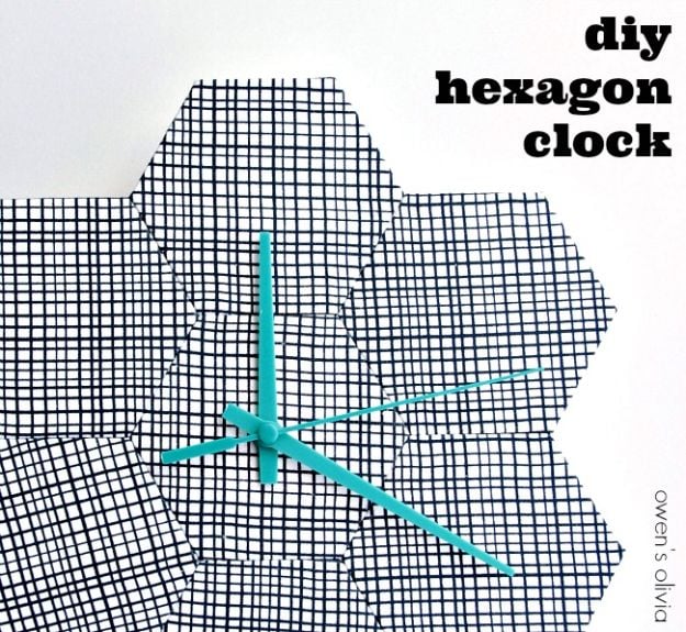 DIY Clocks - DIY Hexagon Clock - Easy and Cheap Home Decor Ideas and Crafts for Wall Clock - Cool Bedroom and Living Room Decor, Farmhouse and Modern