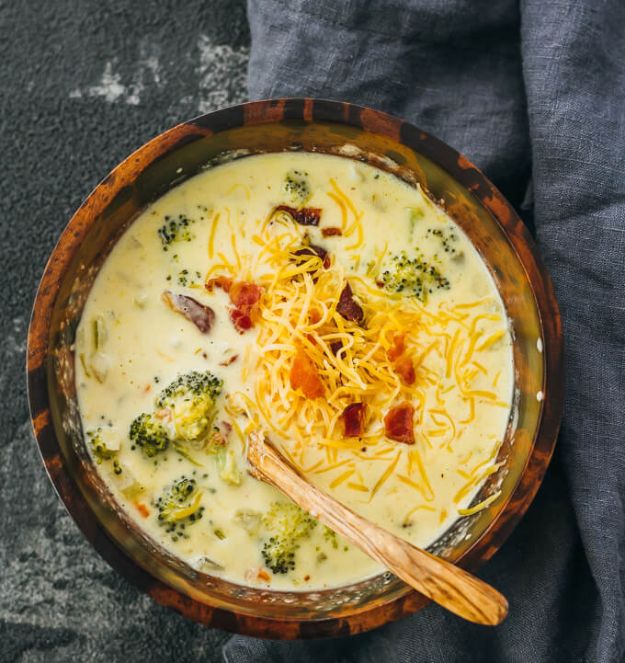 Dutch Oven Recipes - Dutch Oven Broccoli Cheddar Soup - Easy Ideas for Cooking in Dutch Ovens - Soups, Stews, Chicken Dishes, One Pot Meals and Recipe Ideas to Slow Cook for Easy Weeknight Meals
