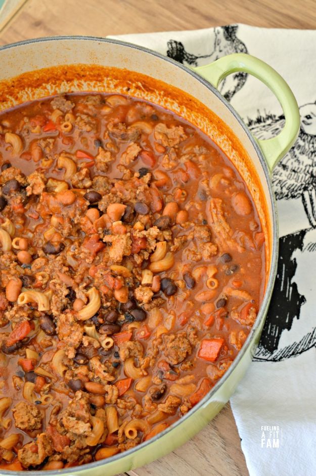 Dutch Oven Recipes - Dutch Oven Chili Mac - Easy Ideas for Cooking in Dutch Ovens - Soups, Stews, Chicken Dishes, One Pot Meals and Recipe Ideas to Slow Cook for Easy Weeknight Meals