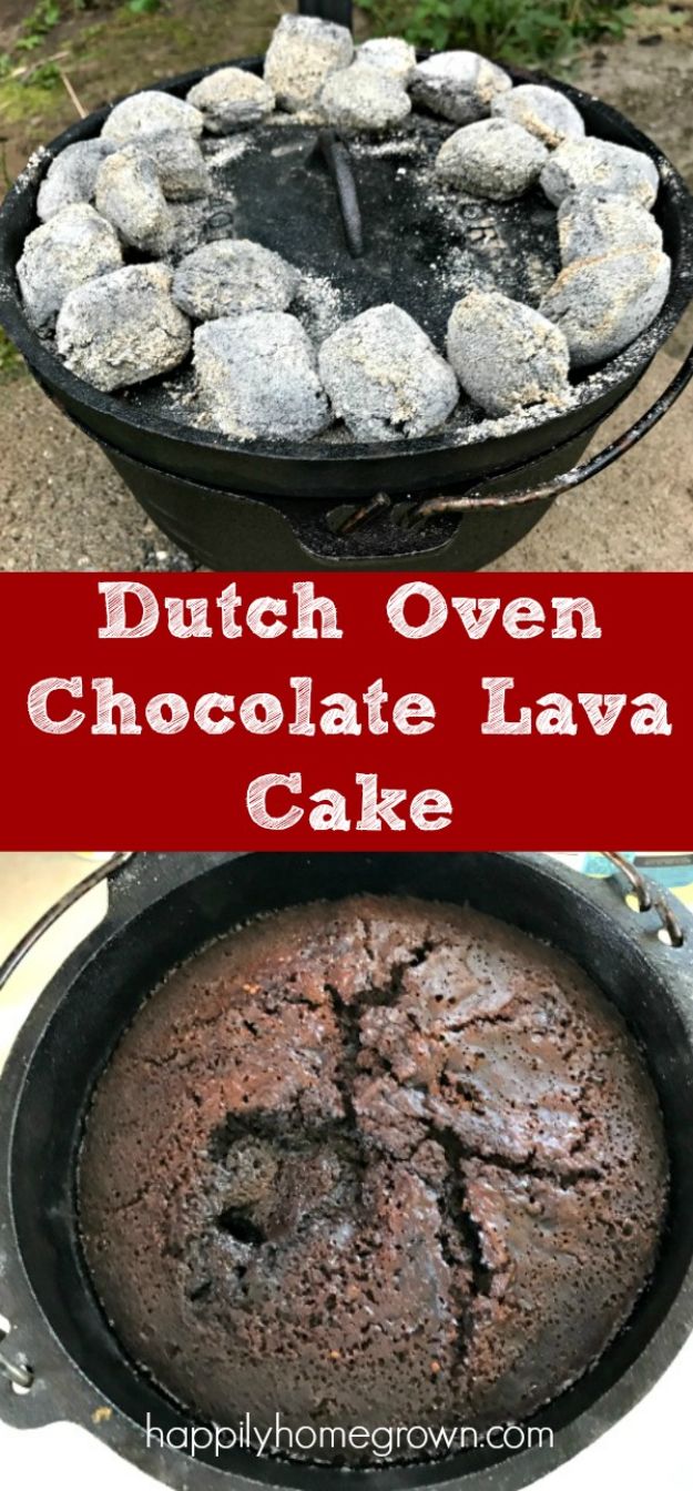 Dutch Oven Recipes - Dutch Oven Chocolate Lava Cake - Easy Ideas for Cooking in Dutch Ovens - Soups, Stews, Chicken Dishes, One Pot Meals and Recipe Ideas to Slow Cook for Easy Weeknight Meals