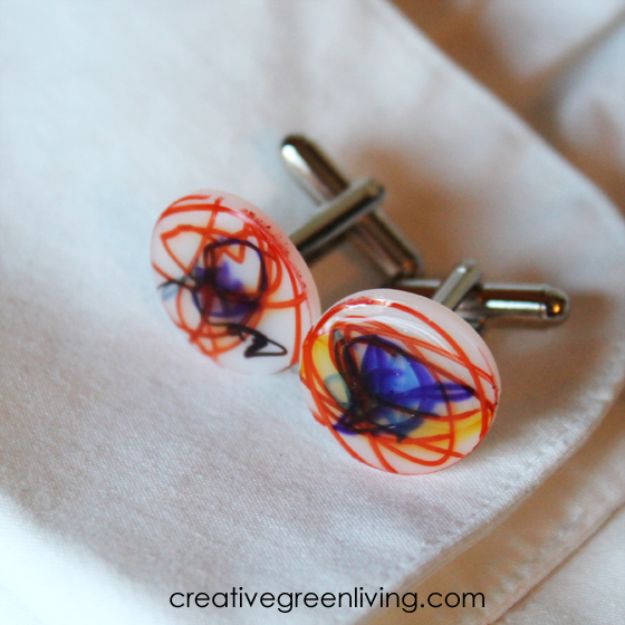 DIY Fathers Day Gifts - Father's Day Shrinky Dink Cuff Links - Homemade Presents and Gift Ideas for Dad - Cute and Easy Things to Make For Father