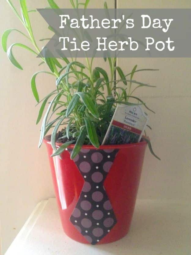 DIY Fathers Day Gifts - Father's Day Tie Herb Pot - Homemade Presents and Gift Ideas for Dad - Cute and Easy Things to Make For Father