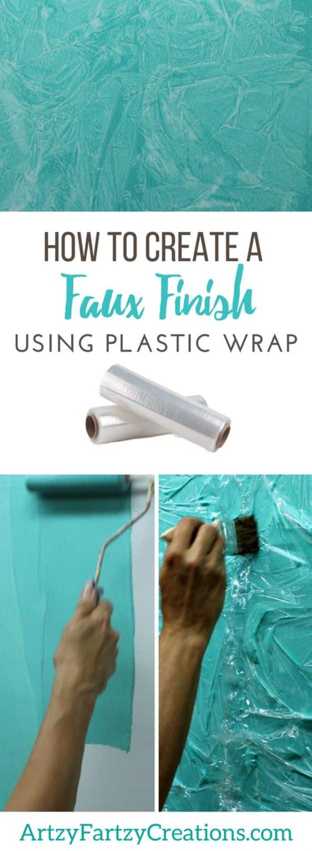 DIY Faux Finishes for Walls - Faux Finish with Plastic Wrap - Step by Step Tutorials for Do It Yourself Faux Finish Wall Textures - Rustic, Colour, Tuscan Style, Simple Metallic, Sponge Painting Techniques, Roller and Drag Texture 