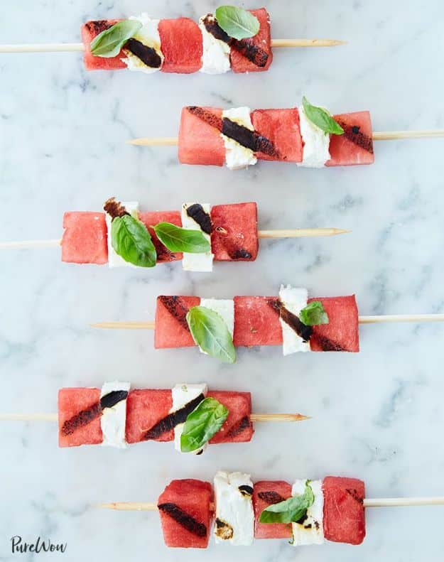 Watermelon Recipes - Grilled Watermelon-Feta Skewers - Recipe Ideas for Watermelon - Easy and Quick Drinks, Salad, Party Foods, Cake, Margaritas