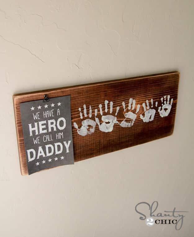 DIY Fathers Day Gifts - Hand Print Hero - Homemade Presents and Gift Ideas for Dad - Cute and Easy Things to Make For Father