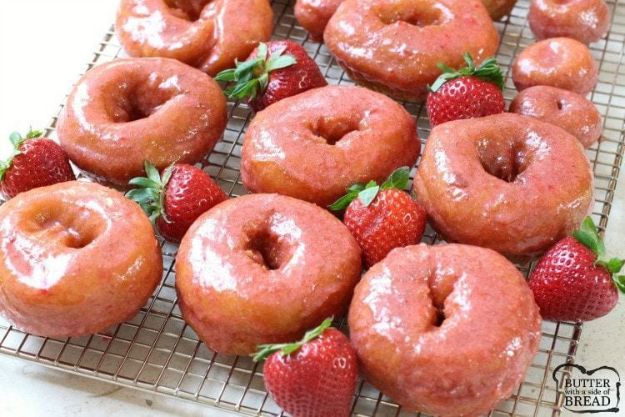 Best Strawberry Recipes - Homemade Strawberry Glazed Donuts - Easy Recipe Ideas With Fresh Strawberries - Dessert, Cakes, Breakfast, Muffins, Pie, Salad