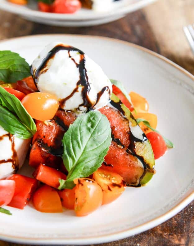 Watermelon Recipes - Honey Grilled Watermelon Caprese Salad - Recipe Ideas for Watermelon - Easy and Quick Drinks, Salad, Party Foods, Cake, Margaritas