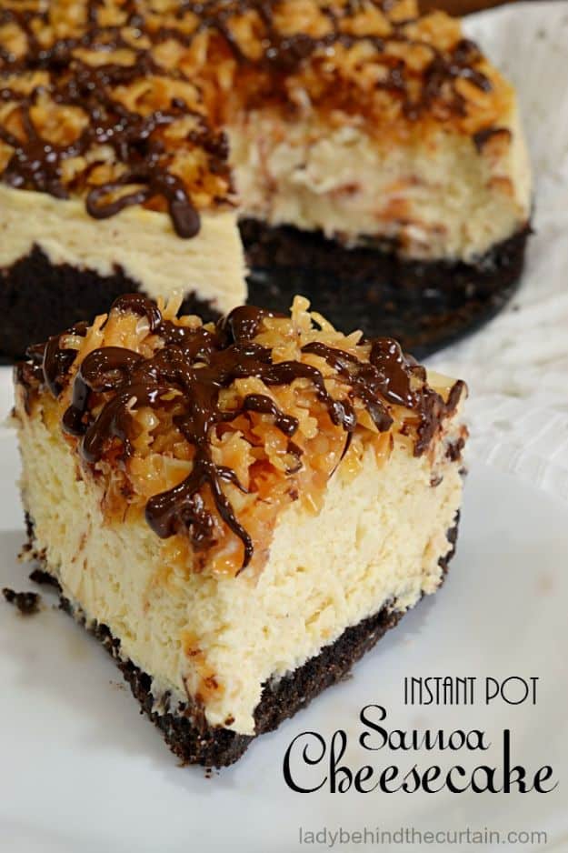 Instant Pot Desserts - Instant Pot Samoa Cheesecake - Easy Dessert Ideas to Make in Your Instant Pot - Quick Cheesecake, Brownies, Cake - Healthy Idea With Fruit, Gluten Free