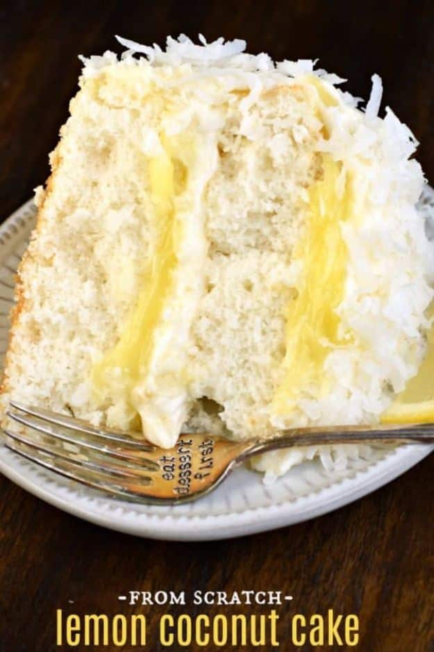 Best Coconut Recipes - Lemon Coconut Cake Recipe- Easy Recipe Ideas With Coconut - Side Dishes, Salads and Dessert Idea Made With Coconut - Cake, Cookies, Salad, Chicken