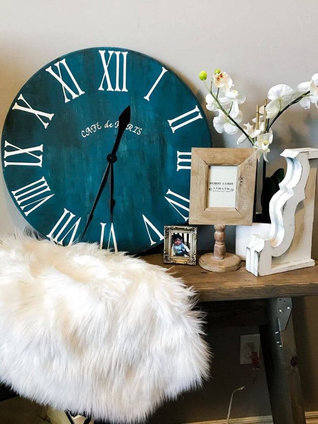 DIY Clocks - Roman Numeral Clock - Easy and Cheap Home Decor Ideas and Crafts for Wall Clock - Cool Bedroom and Living Room Decor, Farmhouse and Modern