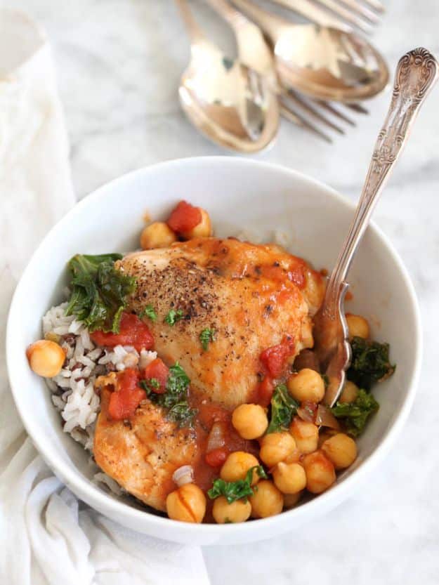 Dutch Oven Recipes - Tabasco Braised Chicken with Chickpeas and Kale - Easy Ideas for Cooking in Dutch Ovens - Soups, Stews, Chicken Dishes, One Pot Meals and Recipe Ideas to Slow Cook for Easy Weeknight Meals