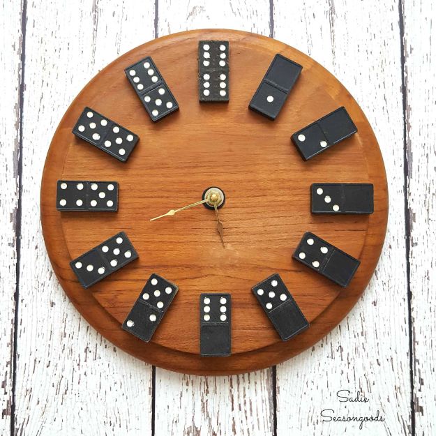 DIY Clocks - Upcycled Vintage Domino Clock - Easy and Cheap Home Decor Ideas and Crafts for Wall Clock - Cool Bedroom and Living Room Decor, Farmhouse and Modern