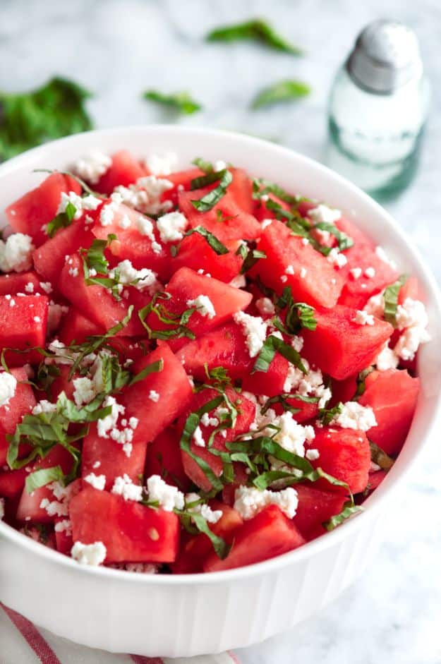 Watermelon Recipes - Basil Watermelon - Easy and Quick Drinks, Salad, Party Foods, Cake, Margaritas