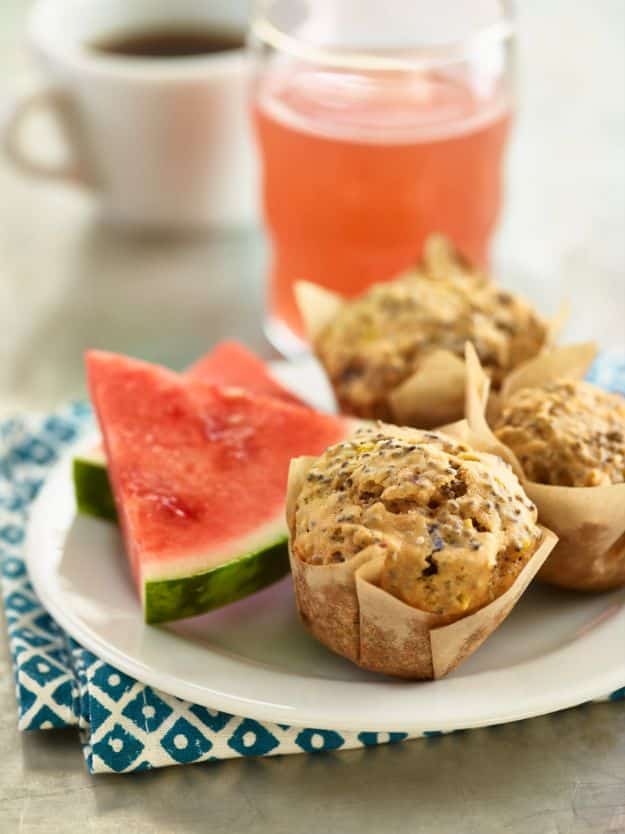 Watermelon Recipes - Watermelon Chia Seed Muffins - Recipe Ideas for Watermelon - Easy and Quick Drinks, Salad, Party Foods, Cake, Margaritas