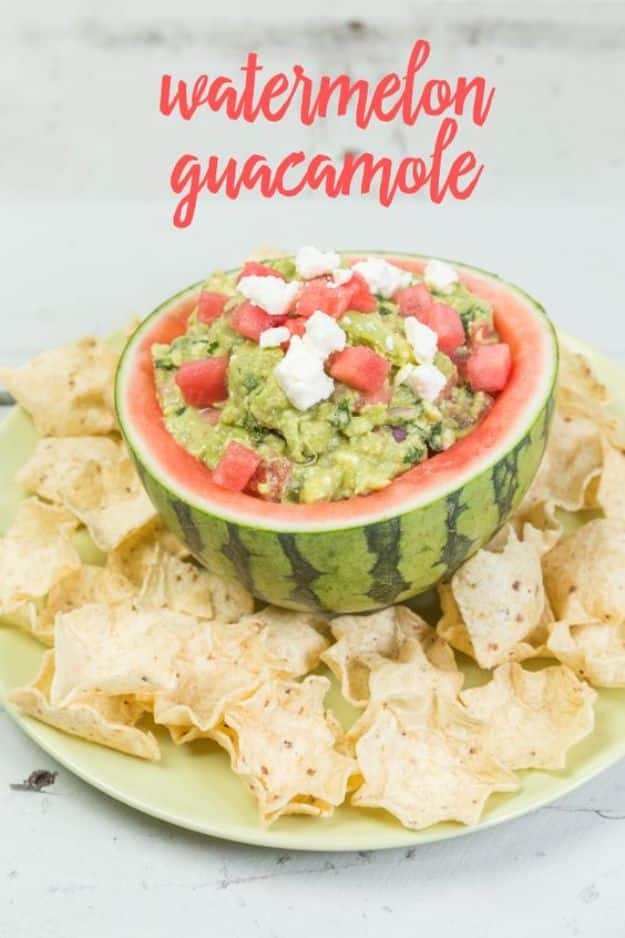 Watermelon Recipes - Watermelon Guacamole - Recipe Ideas for Watermelon - Easy and Quick Drinks, Salad, Party Foods, Cake, Margaritas