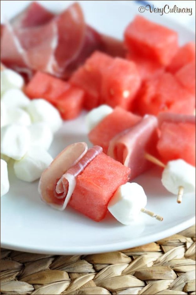 Watermelon Recipes - Watermelon Prosciutto Bites - Recipe Ideas for Watermelon - Easy and Quick Drinks, Salad, Party Foods, Cake, Margaritas