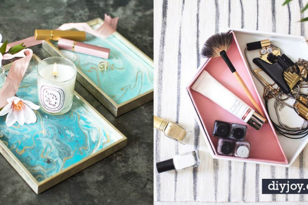 DIY Vanity Trays - Easy Homemade Decor for Bathroom, Bedroom and Vanities - Tray to Store Jewelry and Accessories With These Cool and Easy Crafts